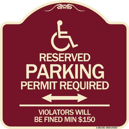 Signmission Connecticut Reserved Parking Permit Required Violators Fined Min $150 Alum, 18" x 18", BU-1818-24659 A-DES-BU-1818-24659